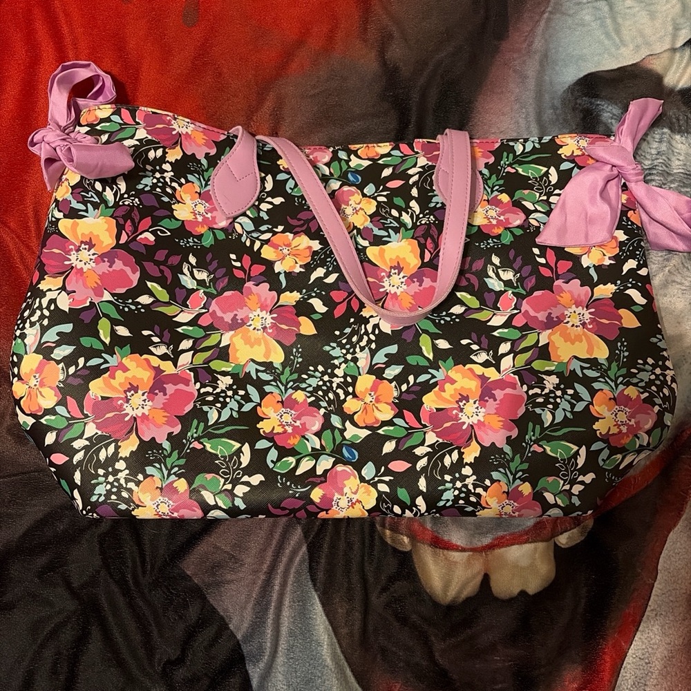 Floral Women's Bag with Pink Accents